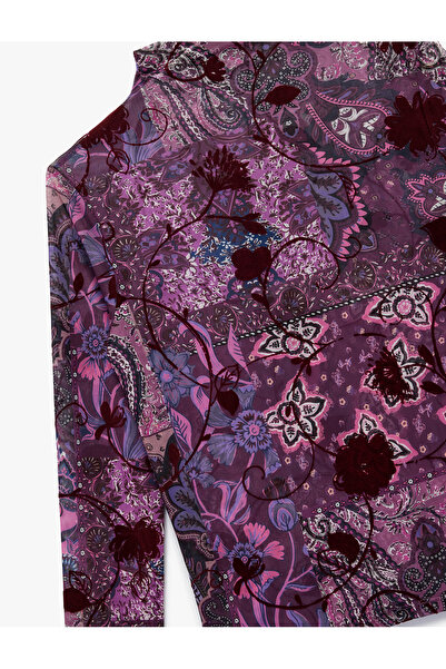 Koton ψηλός λαιμός Μακρυμάνικο μπλουζάκι με εφαρμοστό λουλούδια