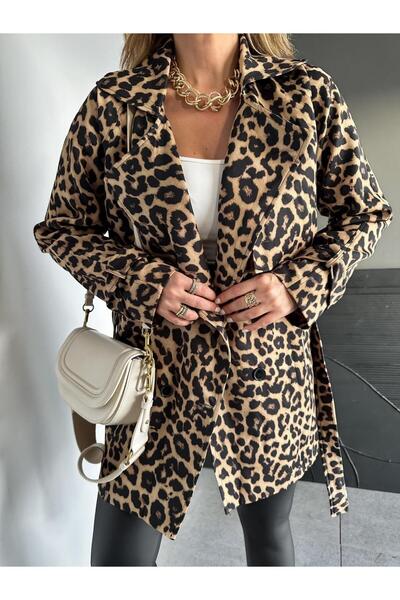 Zerrincan Giyim Leopar Kuşaklı Trençkot