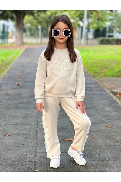 ALPİDS TAŞ KALP DETAYLI GÜL DETAYLI KIZ TAKIM