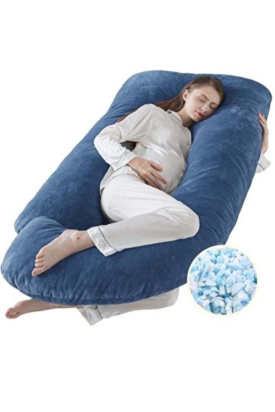 fulina G Shaped Pregnancy Pillows,Removable Cover,Relieve Fibromyalgia,Gift for Pregnant Mother,Dark Blue