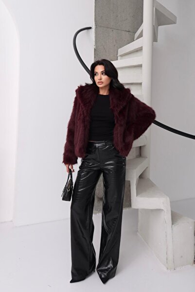 Serica Moda Παλτό από ψεύτικη γούνα με επένδυση από δαμάσκηνο Premium