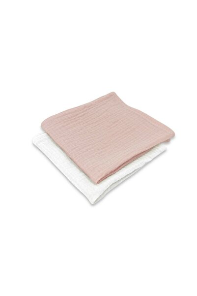 Qmini Set 2 museline, Qmini, Multifunctionale, 30x30 cm, Powder Pink si Cream