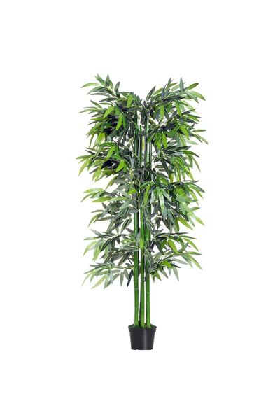 MACVI ® Bambus artificial 180 cm, 1105 frunze, ghiveci inclus, întreținere redusă, interior/exterior