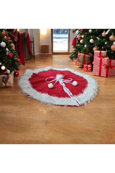 MODA NUR Christmas Tree Skirt, Pine Tree Foot Carpet Cover, Red Color, Plush, 70 cm