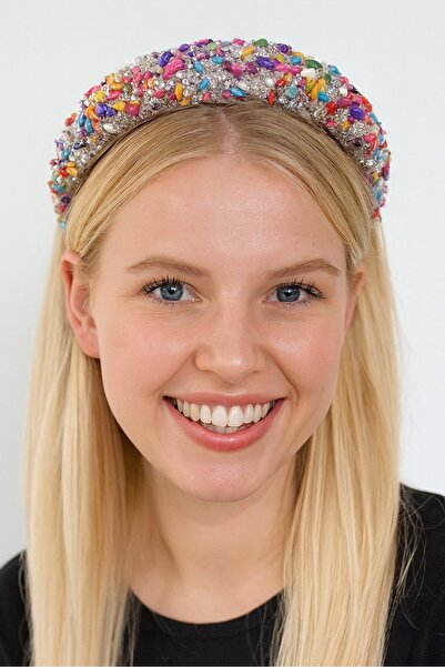 TAKIŞTIR Coroană cu design detaliat cu piatră de culoare mixtă