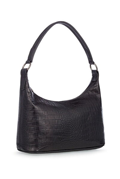 Bilik Deri Crocodile Black Women's Shoulder Bag Blm 8107-Kr