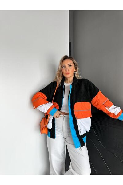 Zerrincan Giyim معطف أسود متعدد الألوان من ماركة مشهورة