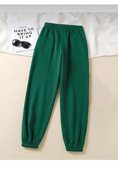 Jooy Company Πράσινο γυναικείο παντελόνι Jogger με ελαστικό κάτω μέρος, 3 κλωστές, χοντρό βαμβακερό