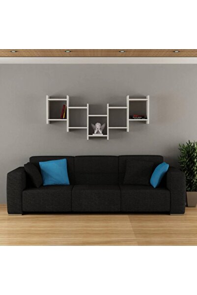 Livenza Home Livenza Modern 10 Gözlü Duvar Rafı 150 cm - %100 MDF - Beyaz