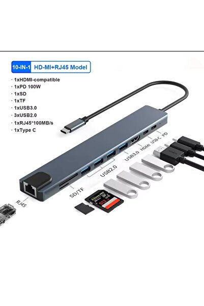 Skygo محول ZR795 نوع-C 10 في 1 مع خاصية الشحن السريع