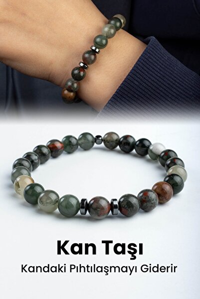 Uçar Doğaltaş Kan Taşı Doğal Taş Küre Kesim 8mm Bileklik