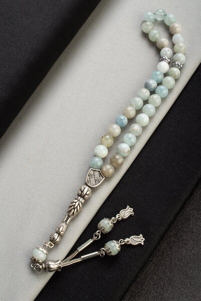 Uçar Doğaltaş Akuamarin Doğal Taş Küre Kesim 33 lu 8mm Tesbih