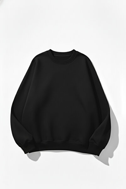 uyguntarz Unisex-Sweatshirt mit weicher Textur, einfarbig, 3-fädig, Oversize-Sweatshirt mit Rundhalsausschnitt – schlichter und moderner Look