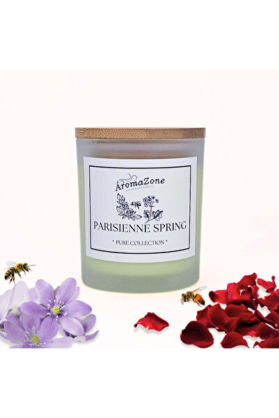 AromaZone Lumânare PARISIENNE SPRING din ceară de soia și cocos, Handmade – 220 g, timp de ardere 45 h