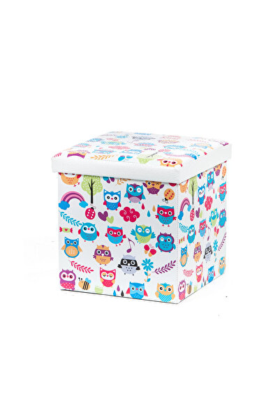 UnicSpot Stool/Storage Box New Owls, multicolor, 38 x 38 x 37.5 cm