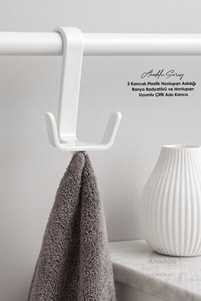 Anadolu Saray 2 Kancalı Plastik Havlupan Askılığı - Banyo Radyatörü ve Havlup...
