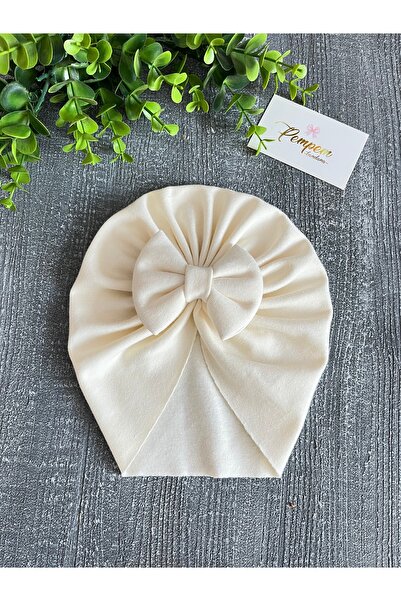 pempem bandana Baby Girl Bow Detailed Knitwear Bonnet
