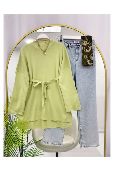 YEDİLALE Zero Neck Tricot Tunic with Belt