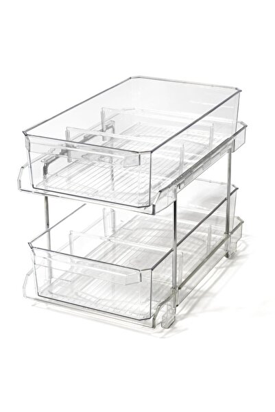 MACVI ® fridge organizer, 2 levels, slide-out drawers, removable dividers, 33x23x19 cm.