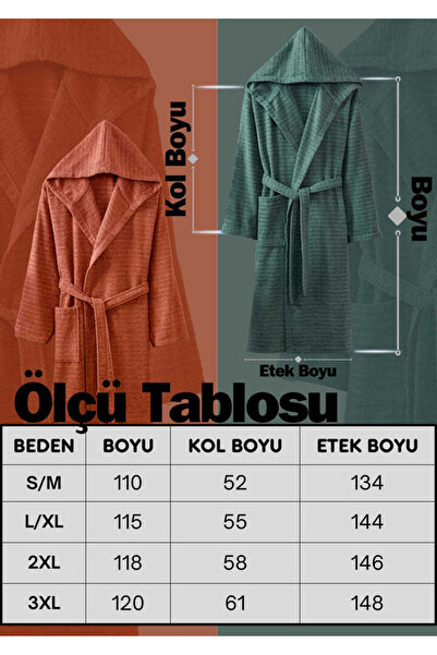 INTER Z Doğa Set of Hooded Green Tile Bathrobes
