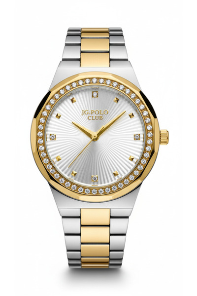 JG. Polo Club Women's Wristwatch Gold and Silver Color, White Dial - Stylish ...