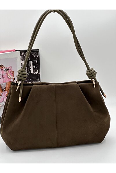 DMG Collection Premium Women's Shoulder Bag with Knotted Strap Detail, Soft (Leather / Suede) Textured