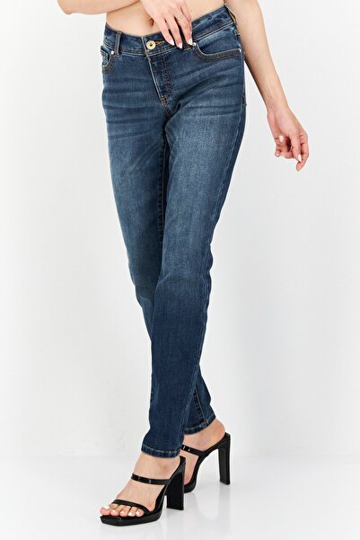 INC Women Curvy Fit Washed Stretchable Jeans, Medium Blue