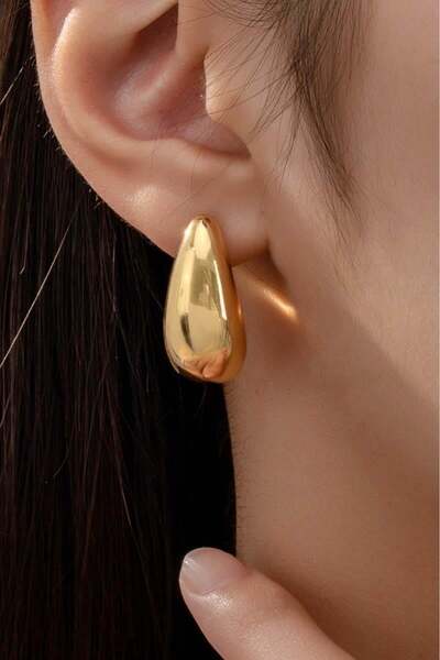 TAKIŞTIR أقراط من الفولاذ باللون الذهبي (زوج)