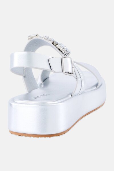 Nine West Women Dinna 3fx Adjustable Buckle Sandals, Silver