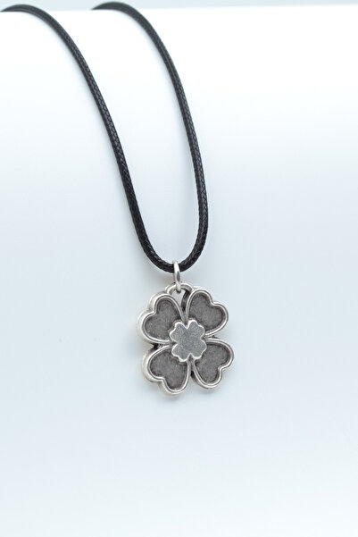 ıdr Dört Yapraklı Yonca Gümüş Kaplama Deri İp Kolye