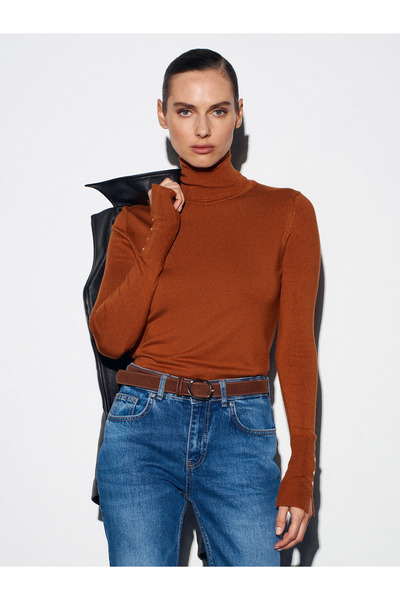 Dilvin 1268 Pulover cu gât roșu-caramel