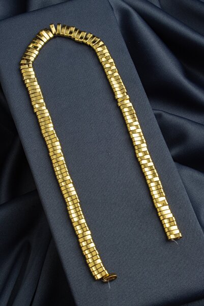 Uçar Doğaltaş Hematit Doğal Taş Altın Sarı Çift Delikli 3x10mm Dizi