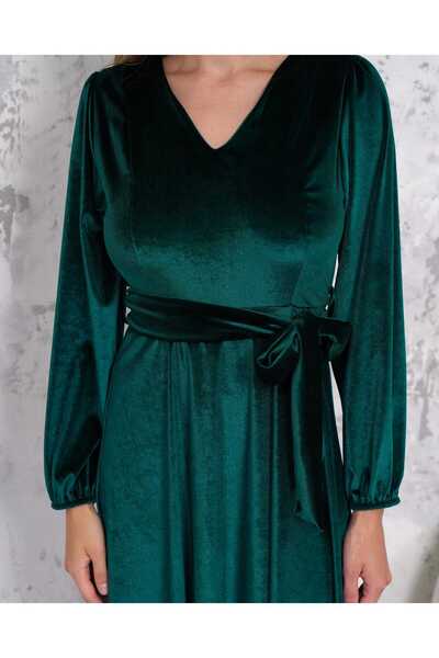 CİXAPLE Μίντι βελούδινο φόρεμα με λαιμόκοψη