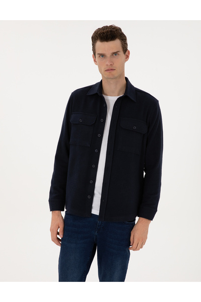 Pierre Cardin Lacivert Comfort Fit Uzun Kollu Gömlek 50316739-VR033