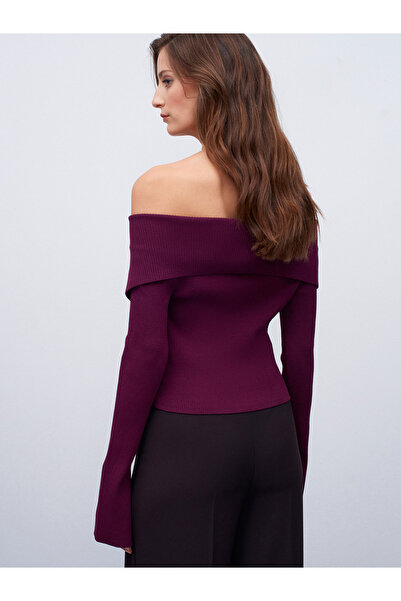 Dilvin 60252 Fermuarlı Fitilli Triko Top-Bordo