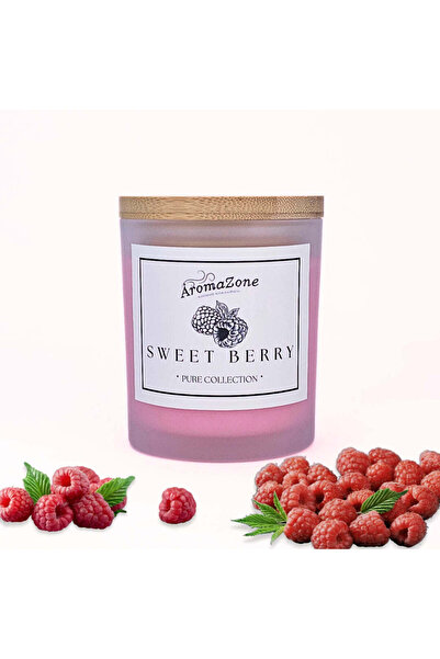 AromaZone Lumânare SWEET BERRY din ceară de soia și cocos, Handmade – 220 g, timp de ardere 45 h