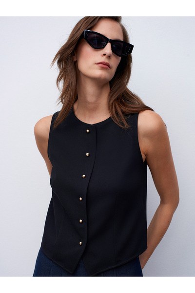 Dilvin 50528 Pens Detailed Vest-Black