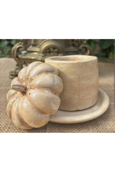 By Nese 1 adet kabak sekerlik balkabağı dekoratif obje cüce heykel eskitme dekoratif obje