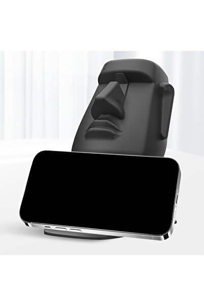 Destello Suport multifuncțional 3 în 1 - Statuie Moai neagră pentru telefon, tabletă și ochelari