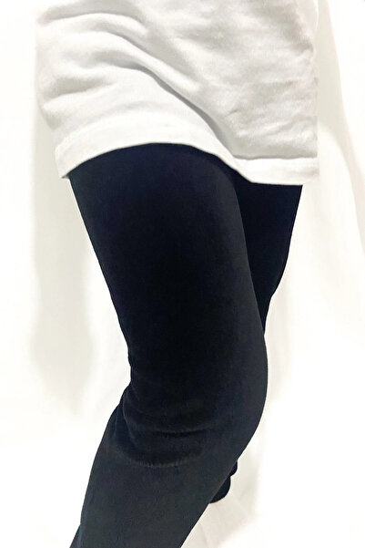 Girls Black Corduroy Velvet Winter Leggings