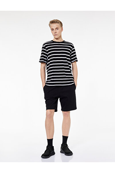 Koton Cotton Straight Fit Sports Shorts with Tie Waist and Pocket Detail