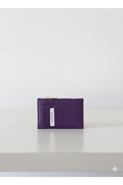 mirakuş Purple Crocodile Pattern Card Holder Wallet