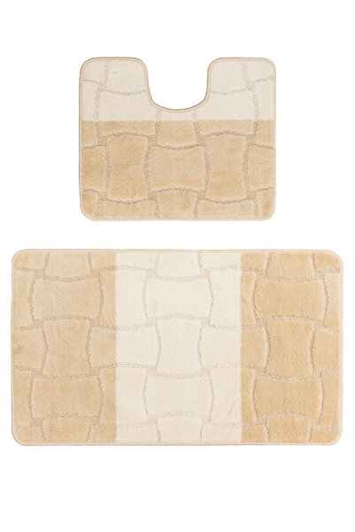 SARIYER Set 2 Covorase Baie Model 2540, Bej, Antiderapant, Antialergic, Polip...