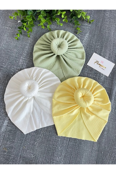 pempem bandana Baby Girl Ribbed Knit Donut Bone