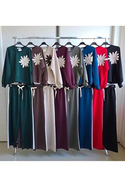 GLAMSI Elegant viscose outfit with large flower and crystal detail