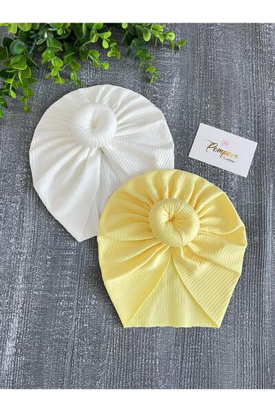 pempem bandana Baby Girl Ribbed Knit Donut Bone