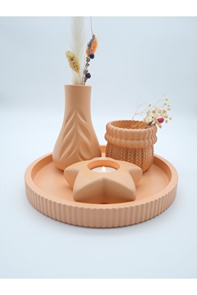 ATEŞLER HEDİYELİK TEN RENGİ DEKORATİF VAZO SETİ