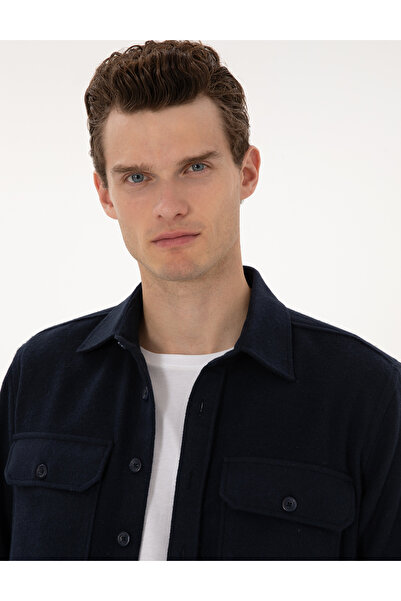 Pierre Cardin Lacivert Comfort Fit Uzun Kollu Gömlek 50316739-VR033