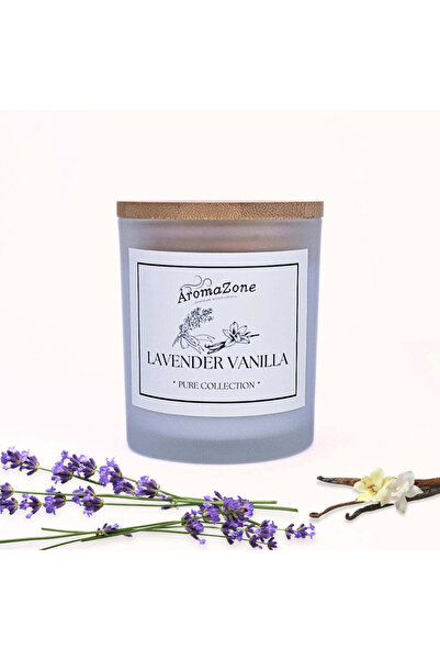 AromaZone Lumânare LAVENDER VANILLA din ceară de soia și cocos, Handmade – 220g, timp de ardere 45h