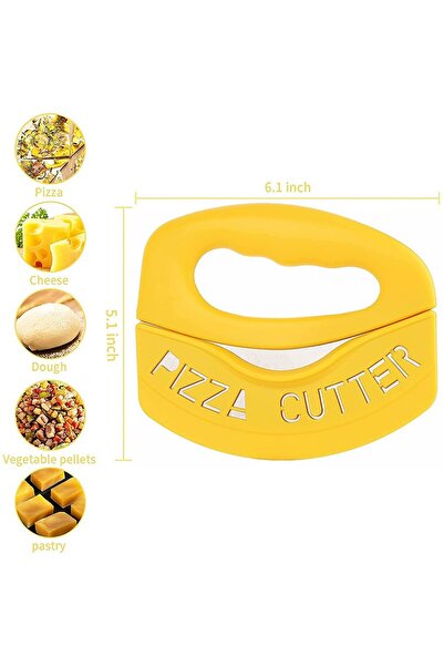 Flippy Flippy Pizza Cutter, With Silicone Blade Guard, Stainless Steel, 15.5 cm, Yellow